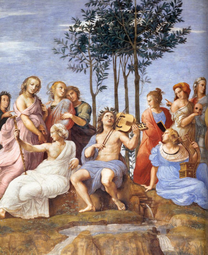 Recorte do afresco “Parnaso”, de Rafael Sanzio, no Palácio do Vaticano (1511).