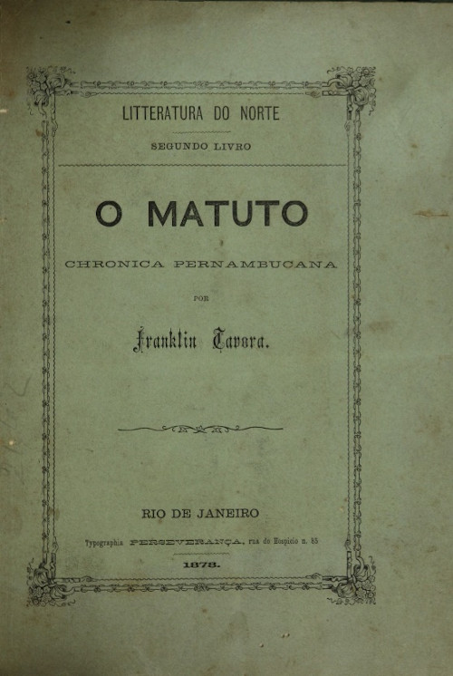 Folha de rosto da primeira edição de O matuto, de Franklin Távora.