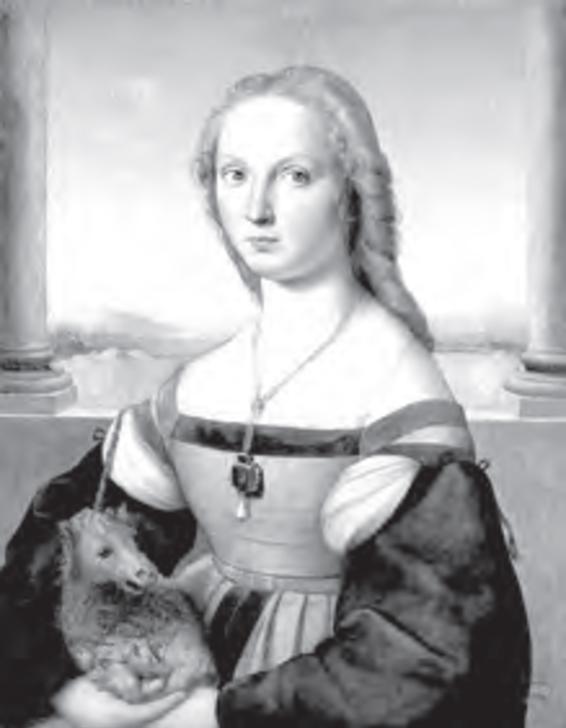 A mulher com o unicórnio, pintura de Rafael Sanzio