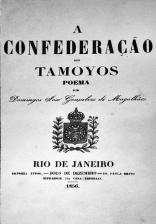 Capa da obra A Confederação dos Tamoios, de Gonçalves de Magalhães, do ano de 1856. 