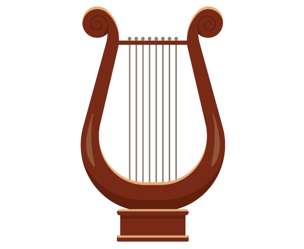 Representação da lira ou harpa medieval, instrumento que acompanhava os cantos.