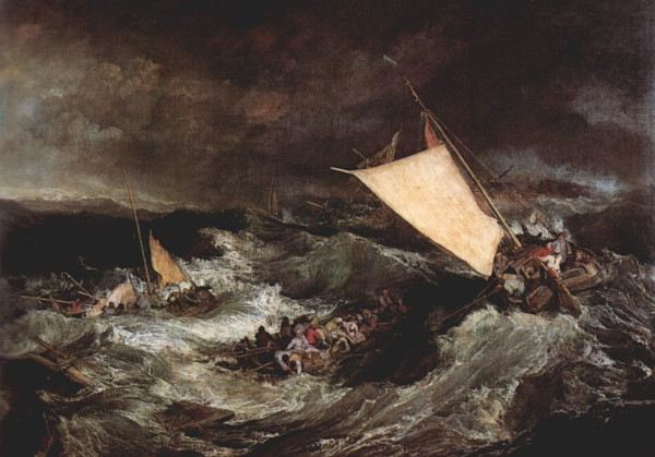 “O naufrágio”, pintura de William Turner, uma obra do romantismo.
