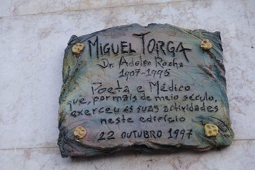 Placa em homenagem a Miguel Torga.