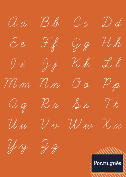 Alfabeto cursivo (letras de A a Z).