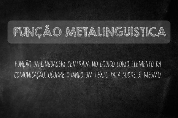 Quadro-negro com o conceito de função metalinguística. Quadro-negro com o conceito de função metalinguística.
