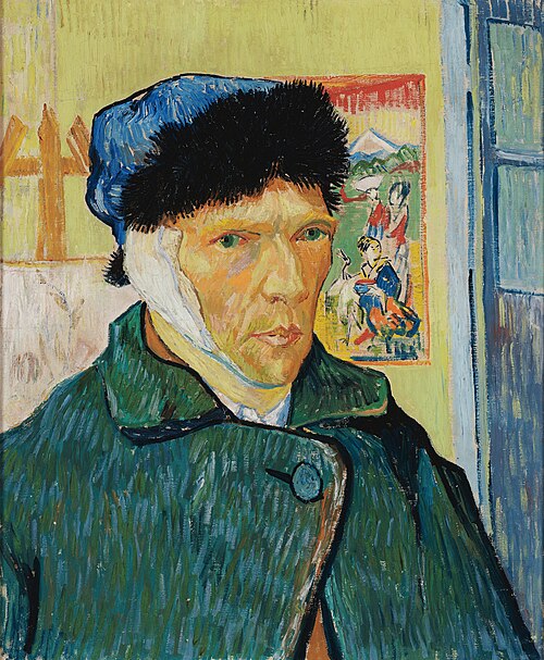 “Autorretrato com orelha enfaixada”, pintura de Van Gogh que exemplifica a função emotiva.