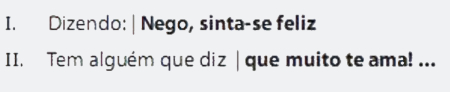 Trechos destacados em letra de música “Telegrama”, de Zeca Baleiro, em questão do IF-SP sobre tipos de discurso.