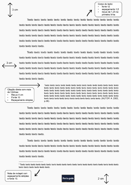 Trabalho acadêmico com formatação exigida pelas normas da ABNT.
